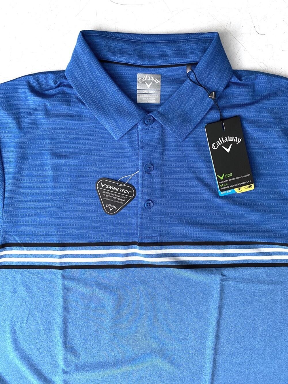 Callaway Polo Shirt Opti-Dri Swing Tech Magnetic Heather Blue Shirt Nwt LT
